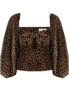 Attico leopard print balloon sleeve top