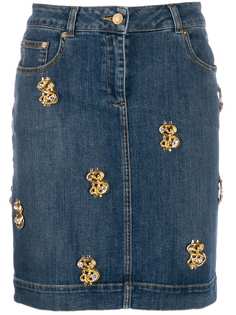 Moschino dollar-stud denim skirt