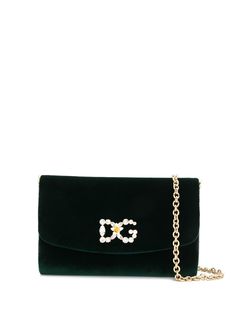 Dolce & Gabbana бархатная сумка через плечо с кристаллами и логотипом
