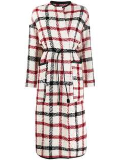 8pm check-print belted coat