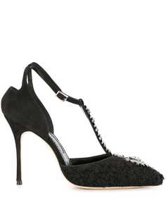 Manolo Blahnik туфли-лодочки с Т-образным ремешком с кристаллами