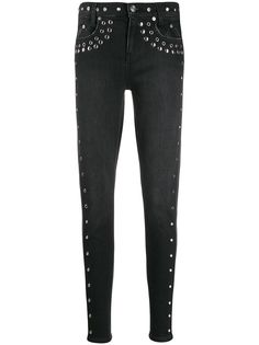 Current/Elliott studded high-rise skinny jeans