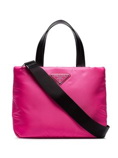 Prada pink small nylon tote bag