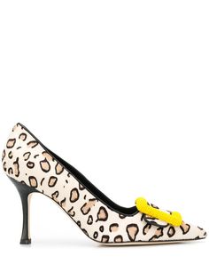 Manolo Blahnik туфли с пряжкой и леопардовым принтом