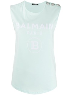 Balmain button-embellished logo-print T-shirt