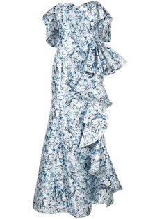 Badgley Mischka платье с открытыми плечами и оборками