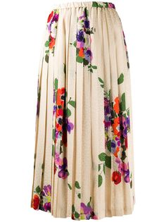 Junya Watanabe плиссированная юбка с цветочным принтом