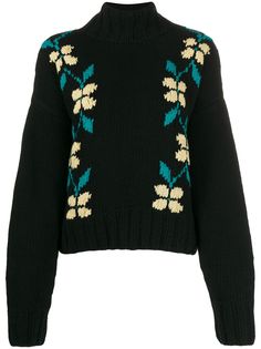 YMC свитер с цветочным узором вязки интарсия