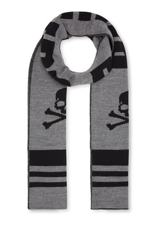 Серый шарф с крупным логотипом Philipp Plein Kids
