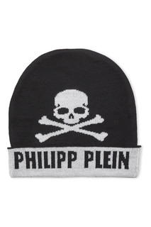 Двухцветная шапка с черепом Philipp Plein Kids