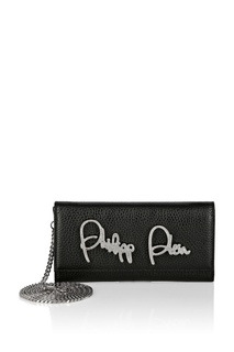 Черный клатч со съемной цепочкой Philipp Plein