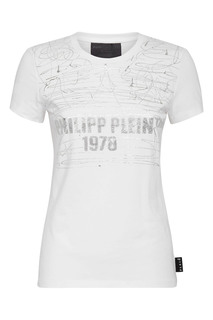Белая футболка с серебристым узором Philipp Plein