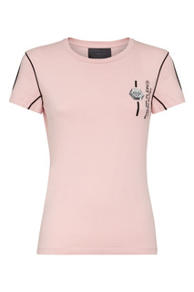 Розовая футболка с контрастными логотипами Philipp Plein