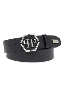 Черный ремень с крупной пряжкой Philipp Plein