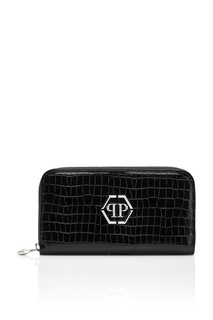 Черный кошелек с эмблемой бренда Philipp Plein