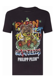 Черная футболка с цветным рисунком из стразов Philipp Plein