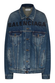 Голубой джинсовый жакет с логотипом Balenciaga