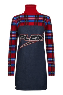 Комбинированное платье с логотипом Philipp Plein
