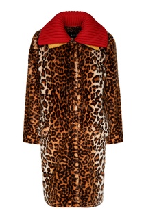 Леопардовое пальто с контрастным воротником Miu Miu