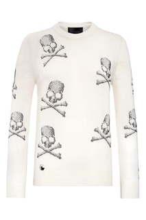 Белый джемпер с кристаллами Philipp Plein