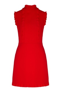 Красное платье мини с оборками Miu Miu