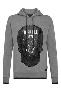 Серая толстовка с черным декором Philipp Plein