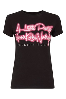 Кофейная футболка с надписью и напылением Philipp Plein