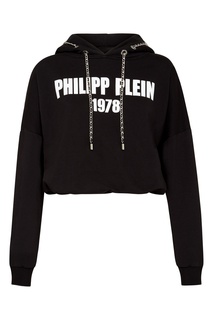 Черная толстовка с белой надписью Philipp Plein