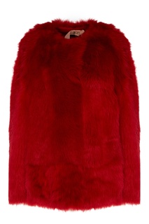 Короткое меховое пальто красного цвета No.21