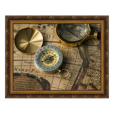 Картина (50х40 см) Компас и лупа BE-103-412 Ekoramka