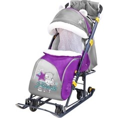 Санки коляски Nika Ника детям 7-6 (С Котенком Баклажановый/Серый) НД7-6/10