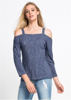 Футболка с длинным рукавом и вырезами на плечах Bonprix