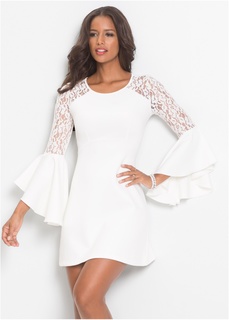 Платье с воланом и кружевом Bonprix