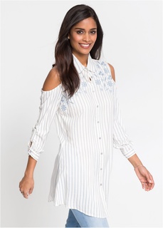 Платье в рубашечном стиле с вышивкой и прорезями Bonprix