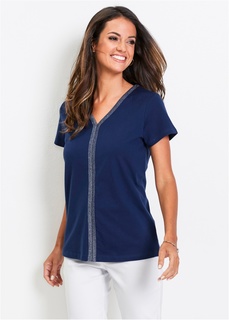 Футболка с блестящей окантовкой Bonprix