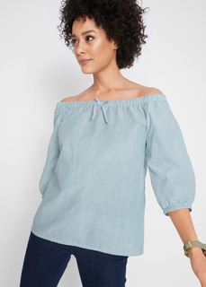 Блузка с вырезом-кармен, рукав 3/4 Bonprix