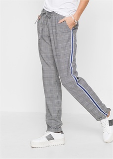 Брюки в клетку, по бокам лампасы Bonprix