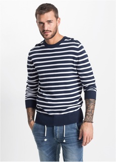 Пуловер Slim Fit с линией пуговиц на плече Bonprix