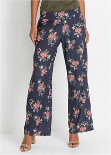 Брюки палаццо из трикотажа в цветочек Bonprix