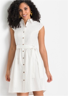 Платье на пуговицах, лен Bonprix