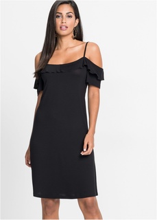 Платье трикотажное с воланами Bonprix