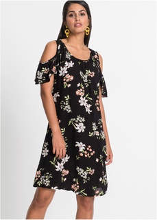 Платье с принтом и вырезами на плечах Bonprix