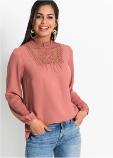 Блузка с кружевным декольте Bonprix