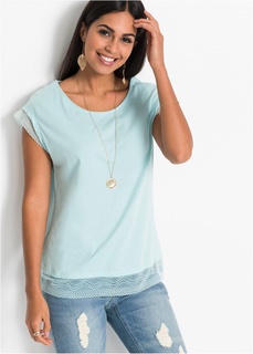 Футболка с кружевной отделкой Bonprix