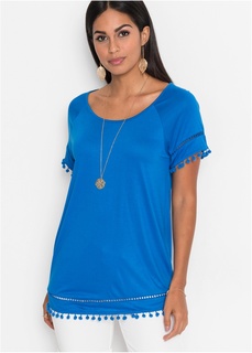 Футболка с каймой из помпонов Bonprix