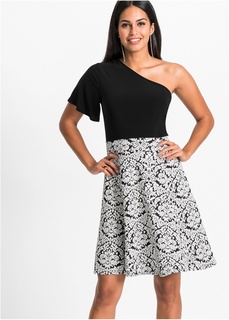 Трикотажное платье на одно плечо Bonprix