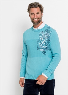 Пуловер с принтом, переработанный хлопок Bonprix
