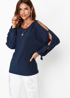 Футболка с вырезами на рукавах Bonprix