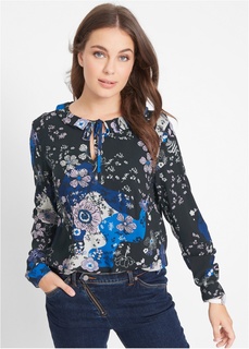 Блузка из вискозы с воротником-стойкой Bonprix