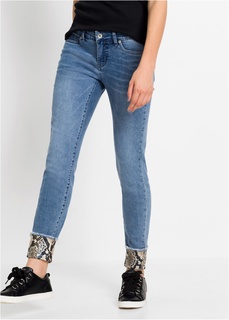 Джинсы Skinny со змеиными отворотами Bonprix